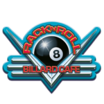 Neon-Logo für Billard-Café mit Achtkugel und Schriftzug RacknRoll