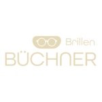 Büchner Brillen Logo mit modernem Brillensymbol in Beige
