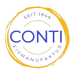 Conti Logo in Gold und Blau mit Vintage-Siegel