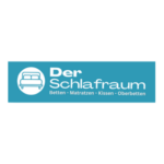 Der Schlafraum Logo mit Bettensymbol für Betten, Matratzen, Kissen und Oberbetten