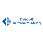 Logo der Dürdoth Autovermietung mit blauem Mobilitätssymbol und Schriftzug