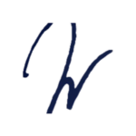 Dunkelblaue kalligrafische Logo-Marke mit elegantem, geschwungenem Monogramm