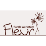 Logo der Fleur florale Werkstatt mit braunem Blumenmotiv