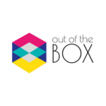 Modernes geometrisches Box-Logo mit farbigem 3D-Effekt und minimalistischer Typografie