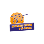 Logo Haus der Tänze: orange-lila Tanzemblem mit Schriftzug