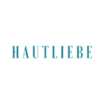 HAUTLIEBE Logo, türkisfarbene Serifenschrift auf schwarzem Hintergrund