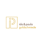 Logo von Ida & Paula Goldschmiede in Gold auf schwarzem Hintergrund