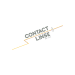 Kontaktlinsen-Logo mit diagonalem Retro-Streifen und glänzender Linse