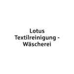 Schild der Lotus Textilreinigung und Wäscherei in Schwarz-Weiß