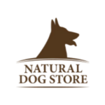 Braunes Natur-Hundeshop-Logo mit Schäferhund-Silhouette