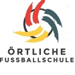 Logo der Örtlichen Fußballschule mit buntem dynamischem Kreisel-Symbol
