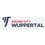 Logo der Online City Wuppertal mit blauem Symbol und roter Schrift