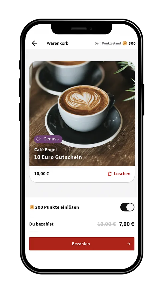 Screen mit Punkte einlösen