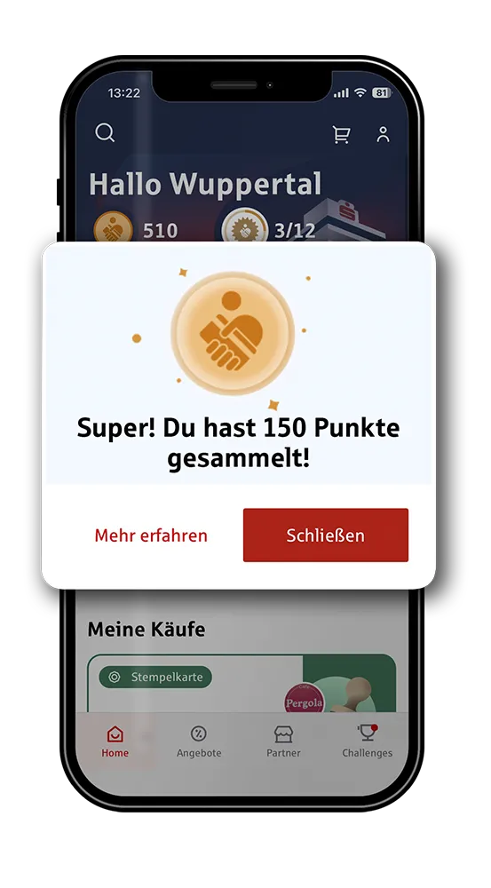 Popup für gesammelte Punkte in der TreueWelt App