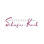Logo der Tanzschule Schäfer-Koch mit magentafarbener Schrift auf schwarzem Hintergrund