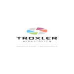 Troxler Logo mit farbigem Emblem auf schwarzem Hintergrund