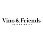 Vino & Friends Logo in elegantem Serifendesign mit feiner Typografie