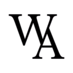 Elegantes schwarzes WA-Monogramm-Logo mit Serifenschrift auf hellem Hintergrund