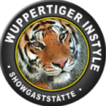 Wuppertiger Showgaststätte Logo mit Tigerkopf im runden Emblem
